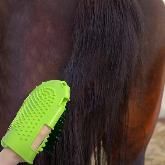 2 in 1 Horse Grooming Mitt - Bristle Brush & Curry Comb/Bathing Mitt
