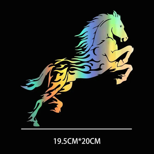 19.5*20CM Car Laser Stickers Car Motorcycle Electric Car Modification Decoration Prancing Horse Reflective Vinyl Jumping Horse