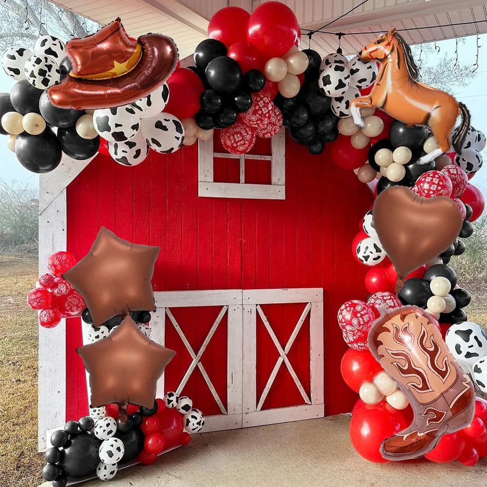 7 Piece Western Cowboy/Cowgirl Balloon Set (Includes Hat, Boot, Horse, 2 Stars & 2 Hearts)