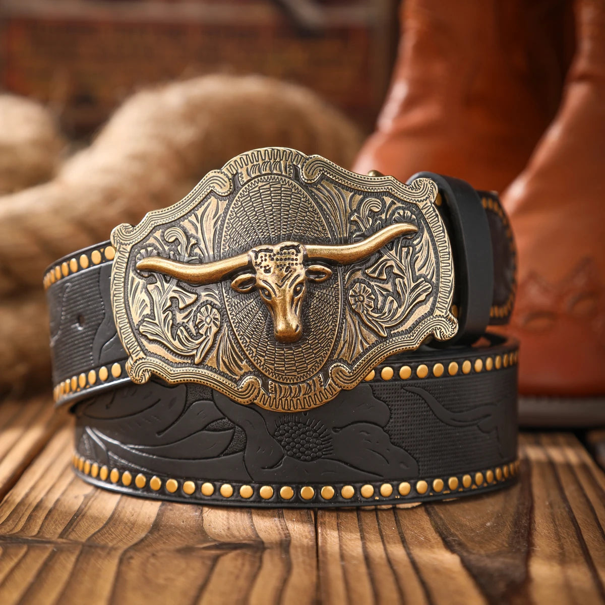 Vintage-Style Western Belt with Buckle – Timeless Grit & Country Charm