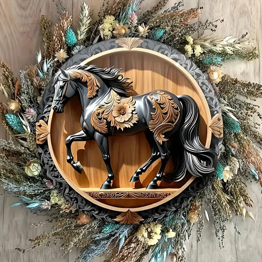 8 inch Wooden Horse Wall Art