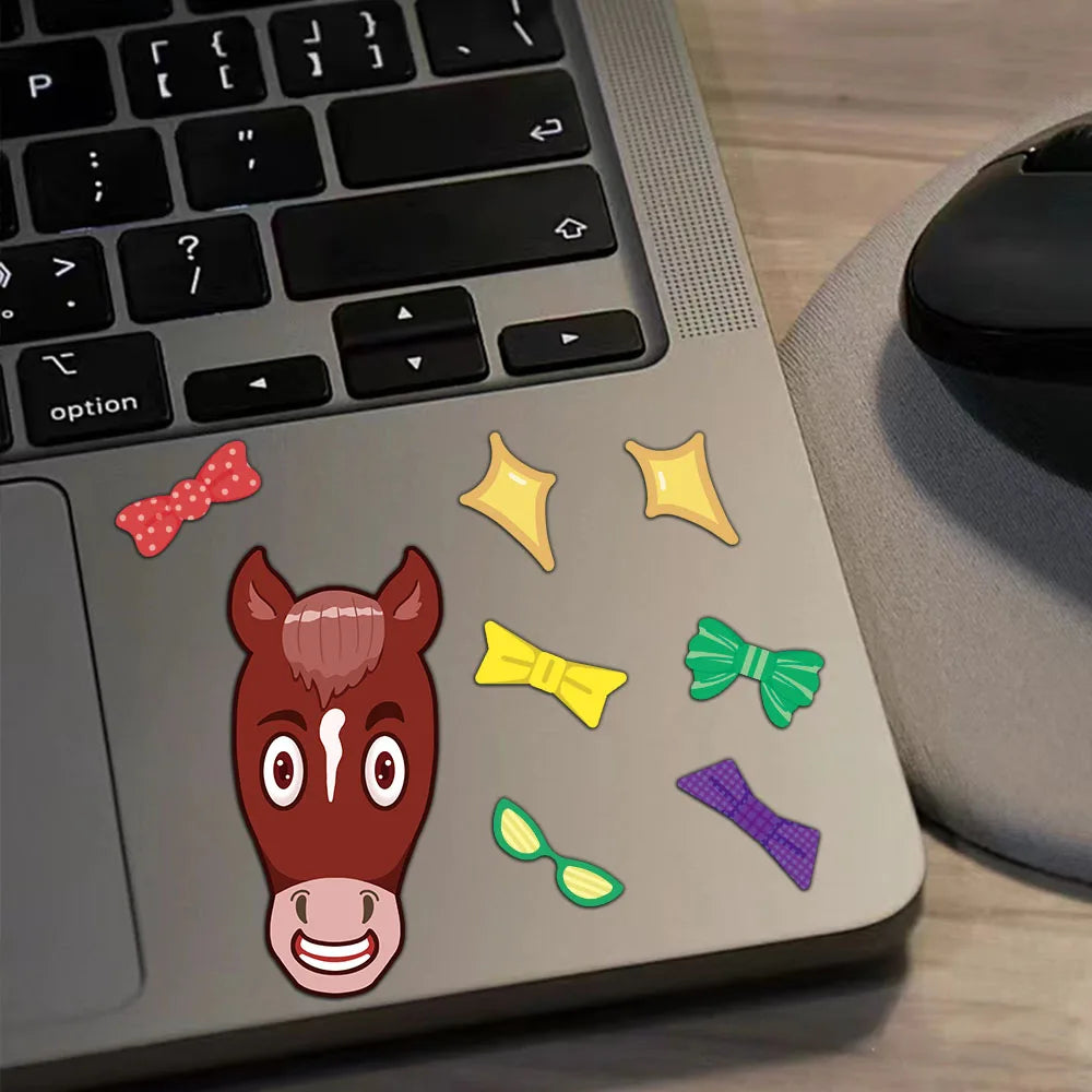 8PCS Animal Horse Coffee Horse Brown Horse Puzzle Stickers DIY Creative Refrigerator Table Decoration Stickers