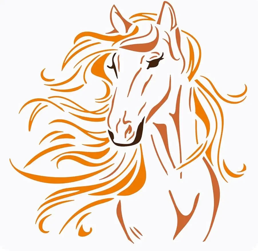 Beautiful Horse Painting Stencil 11.8x11.8 inch Hollow Out Horse Head Drawing Stencil Reusable Animal Craft Stencil for Painting