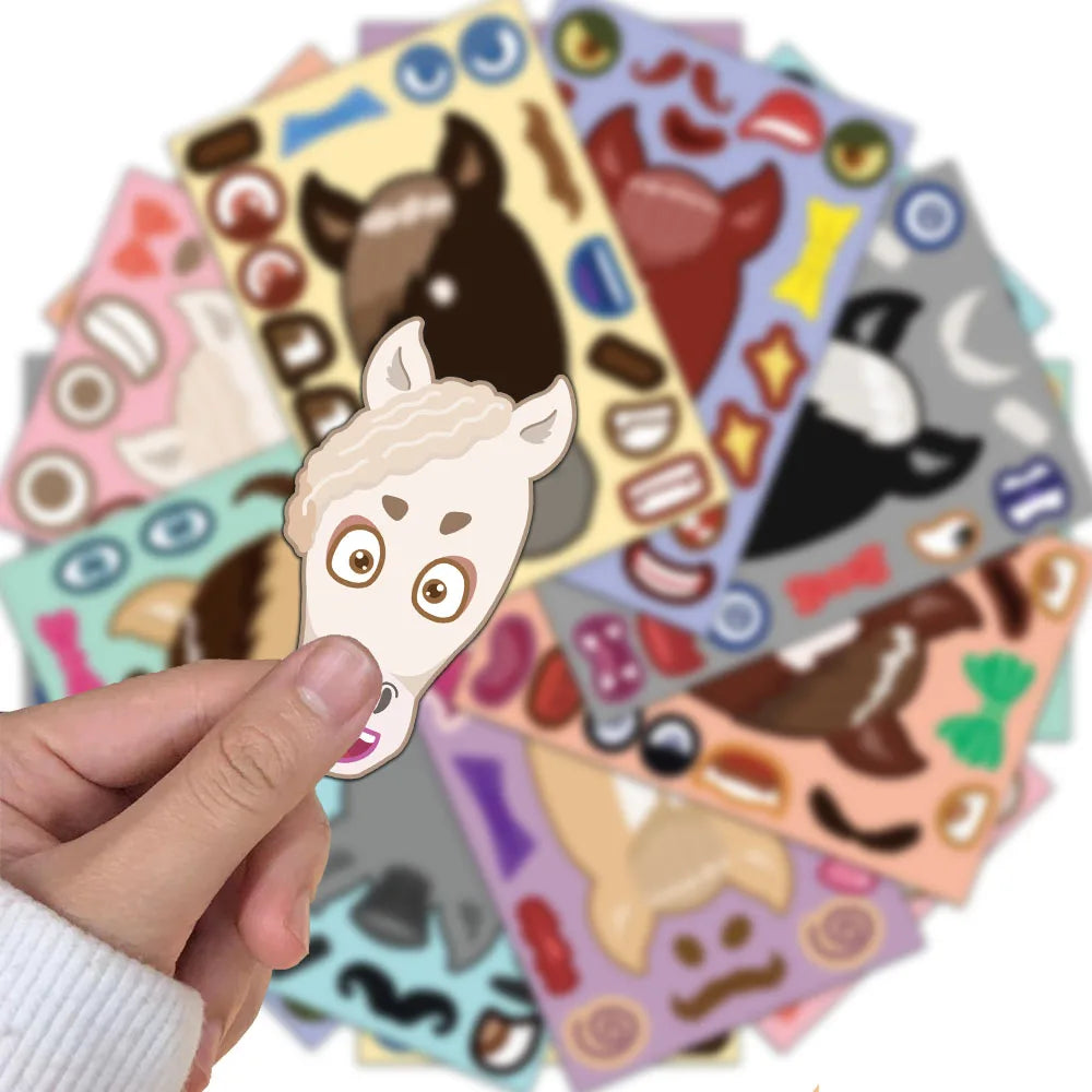 8PCS Animal Horse Coffee Horse Brown Horse Puzzle Stickers DIY Creative Refrigerator Table Decoration Stickers