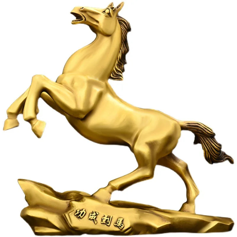 Copper Win Instant Success Chinese Zodiac Living Room Entrance Office Shop Table Decoration Large Jump Horse