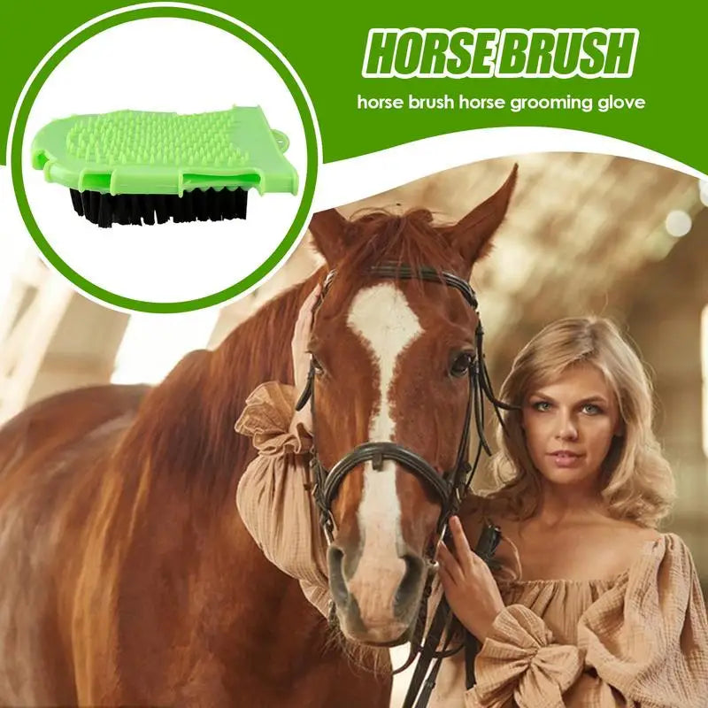 2 in 1 Horse Grooming Mitt - Bristle Brush & Curry Comb/Bathing Mitt
