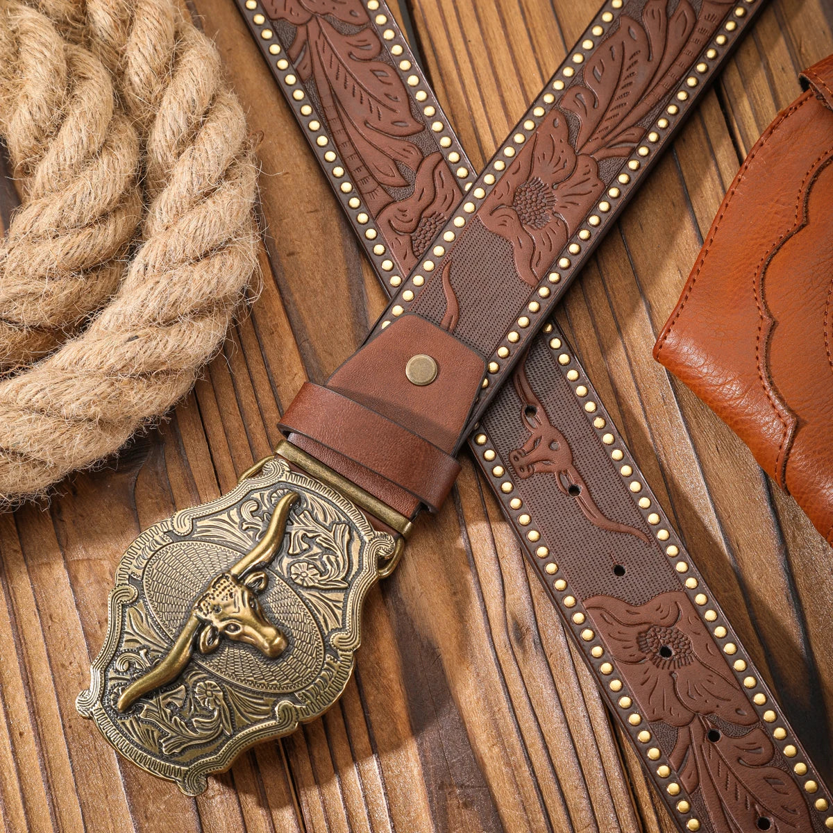 Vintage-Style Western Belt with Buckle – Timeless Grit & Country Charm