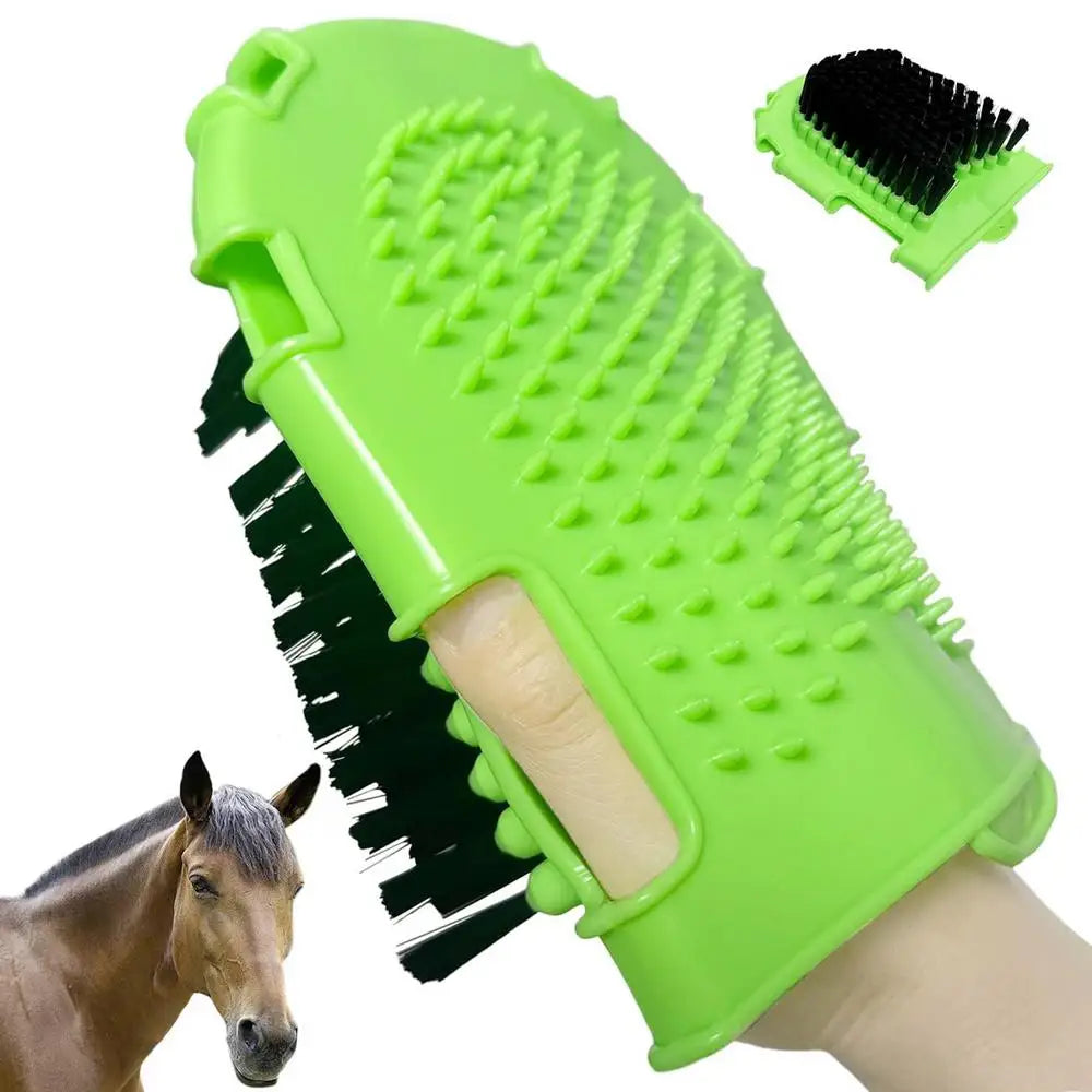 2 in 1 Horse Grooming Mitt - Bristle Brush & Curry Comb/Bathing Mitt