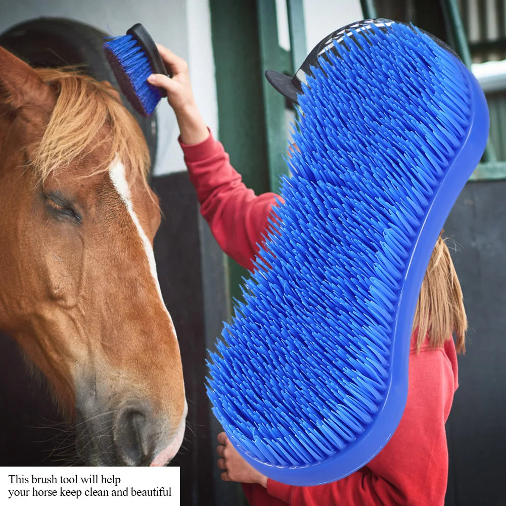 Equestrian Horse Brush Professional Horse Cleaning Grooming Silicone Brush Equestrian Massage Tool Silicone Horse Cleaning Brush