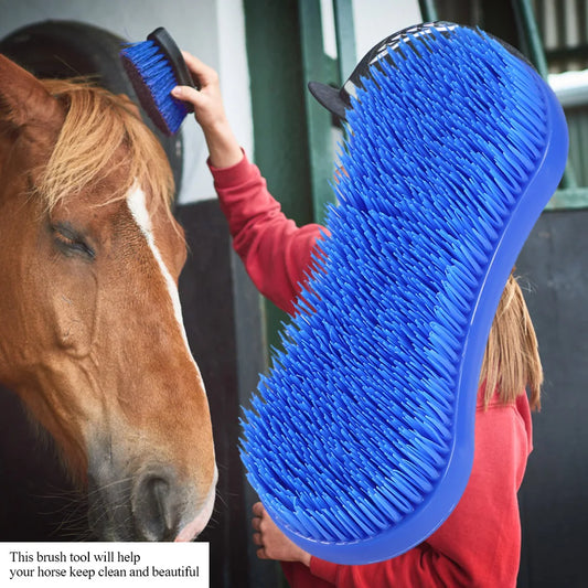 Equestrian Horse Brush Professional Horse Cleaning Grooming Silicone Brush Equestrian Massage Tool Silicone Horse Cleaning Brush