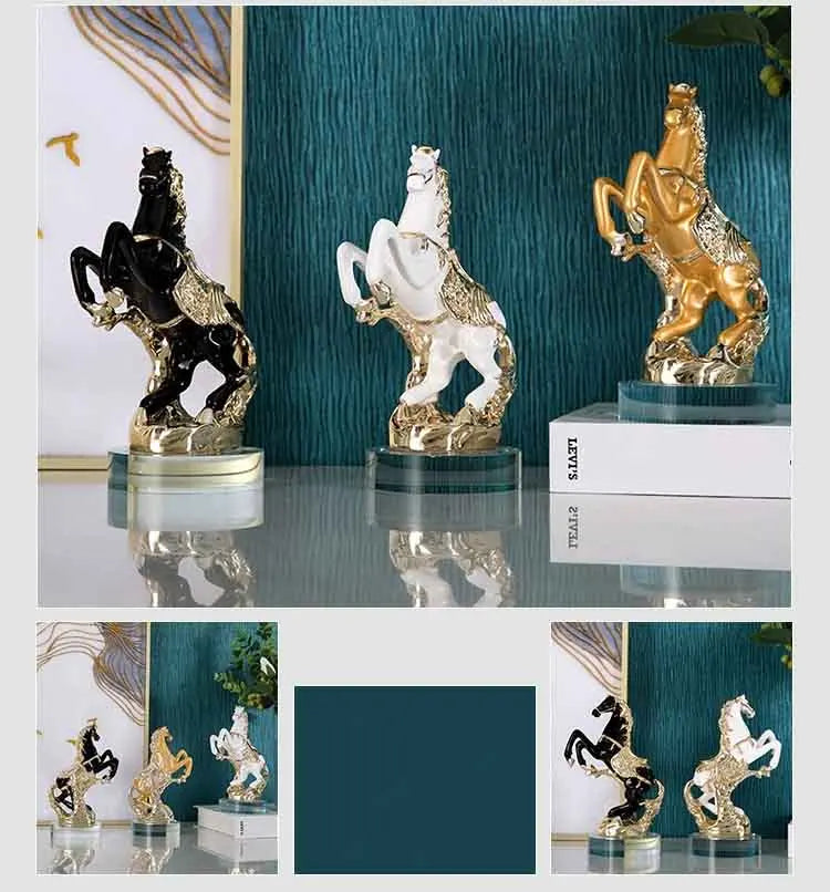 Horse Sculpture Ornament, Creative Resin Artworks, Crafts TV Cabinet Desktop Decoration, Animal Statue Decor, Nordic Luxury Gift