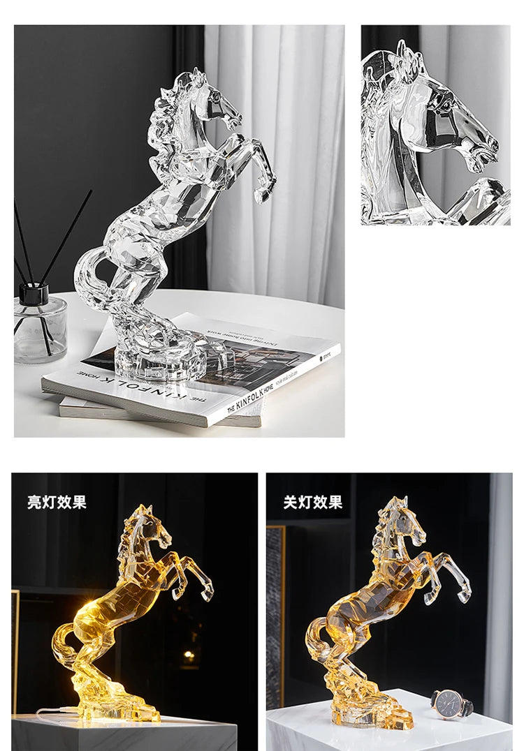 Crystal Horse Statue,Acrylic Artwork Ornament, Room Decor, Office Desktop Decorations, Crafts Sculpture, Luxury Gifts,Customized