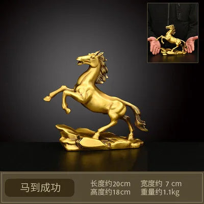 Copper Win Instant Success Chinese Zodiac Living Room Entrance Office Shop Table Decoration Large Jump Horse