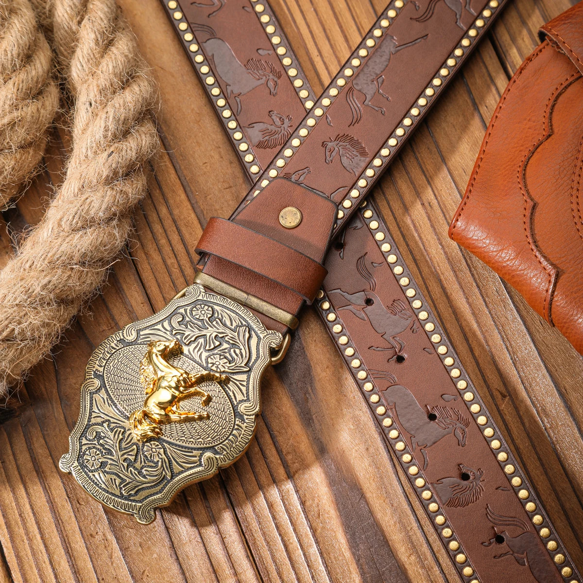 Vintage-Style Western Belt with Buckle – Timeless Grit & Country Charm