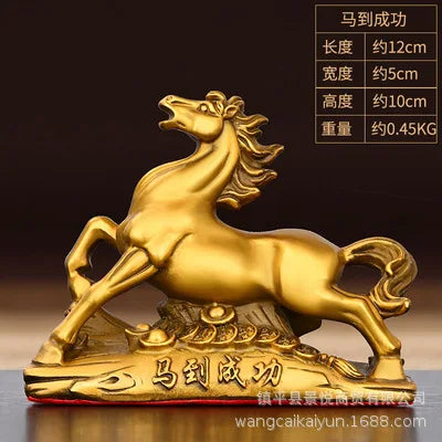 Copper Win Instant Success Chinese Zodiac Living Room Entrance Office Shop Table Decoration Large Jump Horse