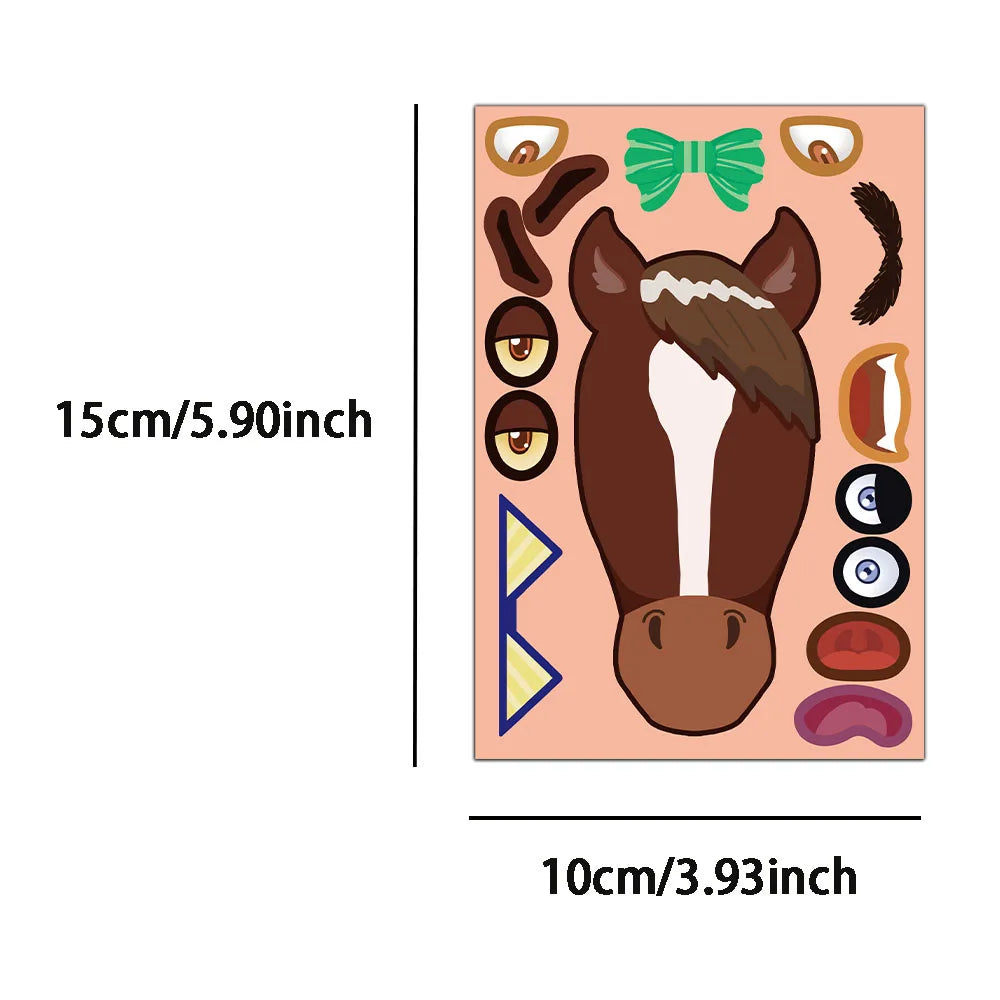 8PCS Animal Horse Coffee Horse Brown Horse Puzzle Stickers DIY Creative Refrigerator Table Decoration Stickers