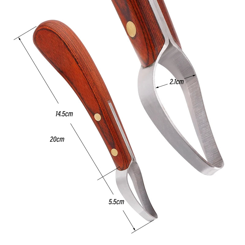 Horse Loop Hoof Knife Trimmer Blade Sheep Cattle Hoof Knife Double Edged Shears Cutter Wooden Handle Stainless Steel Poring Iron