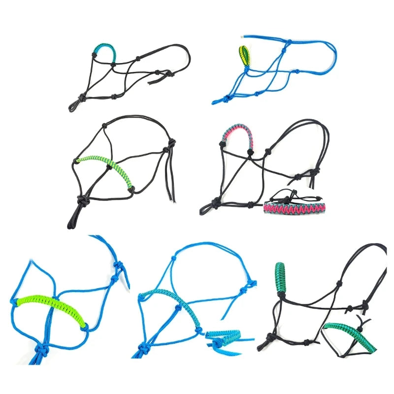 Rope Horse Halter with Decorative Braided Noseband