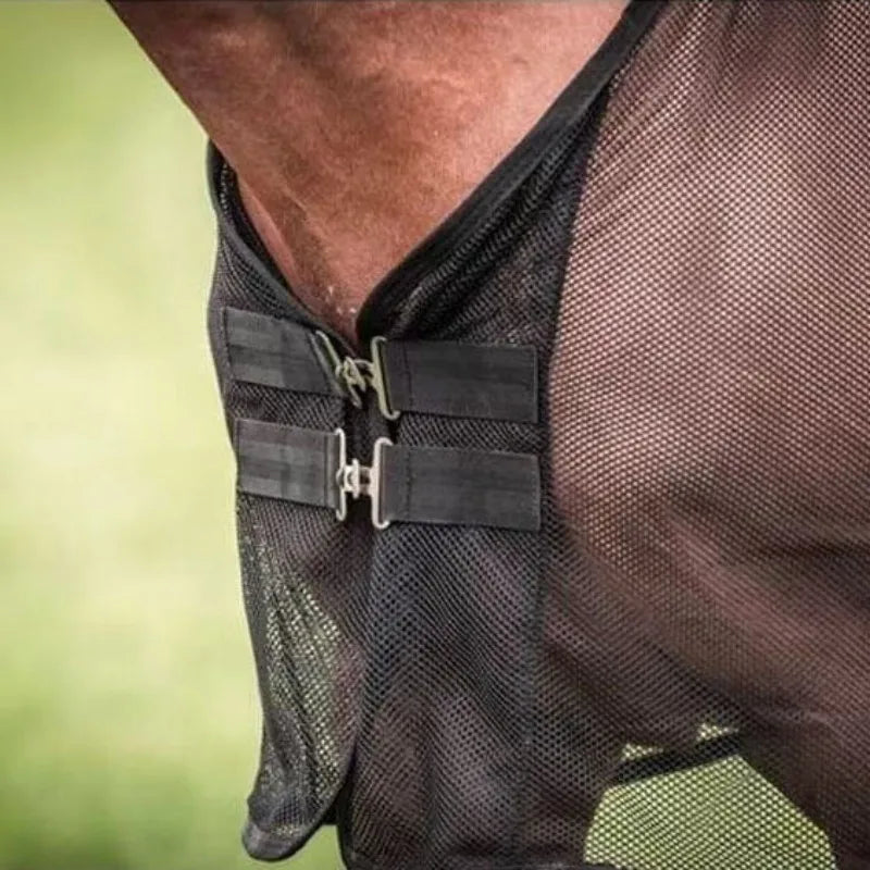 Horse Fly Sheet Breathable and UV Protective Tear-Resistant Neck Comfy Mesh Horse Fly Sheet Comfy Equine Summer with Buckle