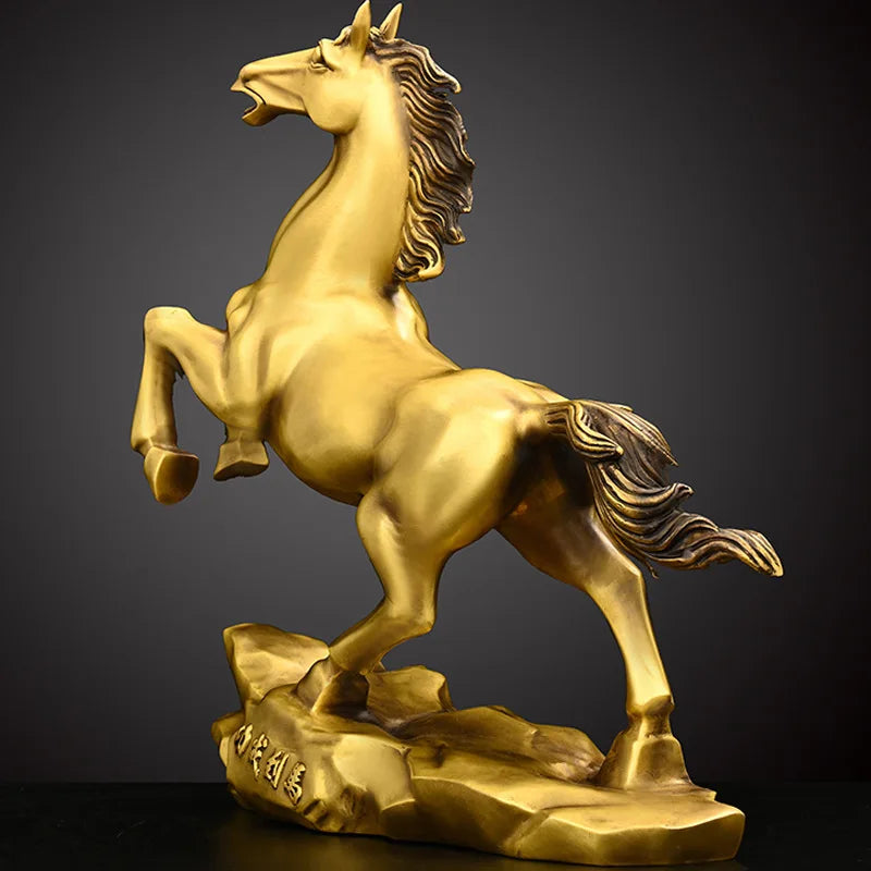 Copper Win Instant Success Chinese Zodiac Living Room Entrance Office Shop Table Decoration Large Jump Horse