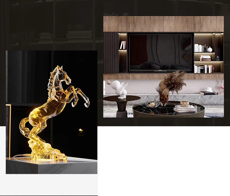 Crystal Horse Statue,Acrylic Artwork Ornament, Room Decor, Office Desktop Decorations, Crafts Sculpture, Luxury Gifts,Customized