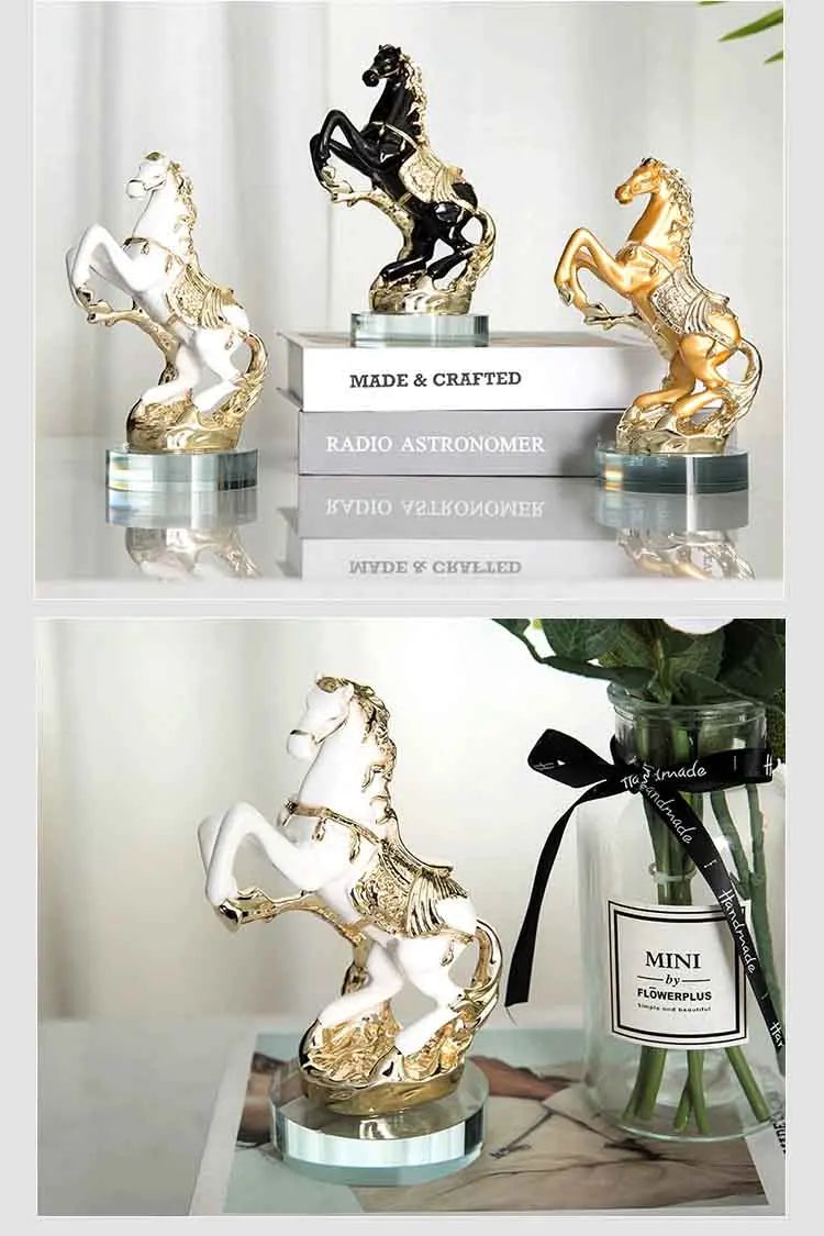 Horse Sculpture Ornament, Creative Resin Artworks, Crafts TV Cabinet Desktop Decoration, Animal Statue Decor, Nordic Luxury Gift