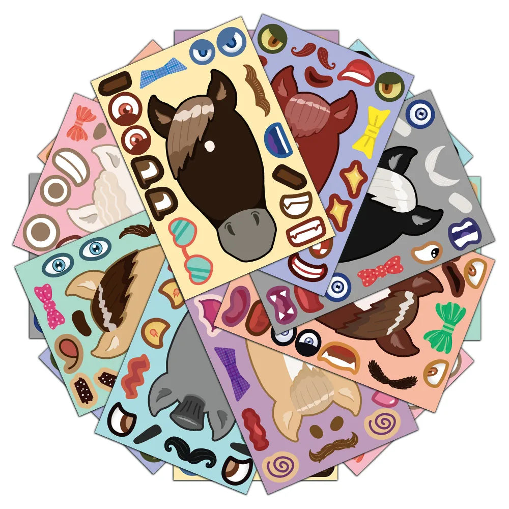 8PCS Animal Horse Coffee Horse Brown Horse Puzzle Stickers DIY Creative Refrigerator Table Decoration Stickers