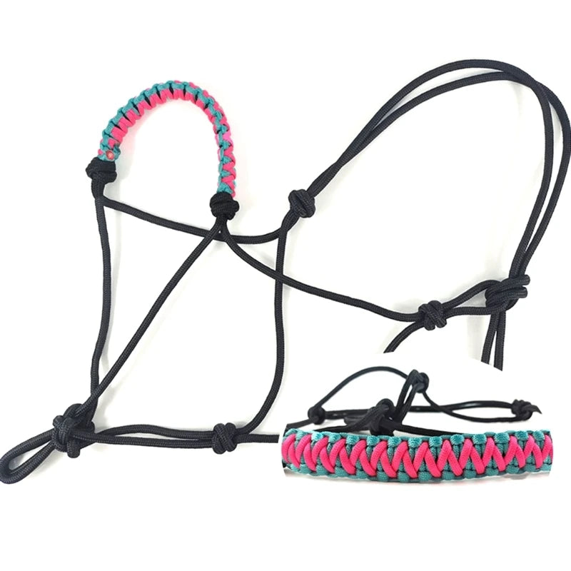 Rope Horse Halter with Decorative Braided Noseband