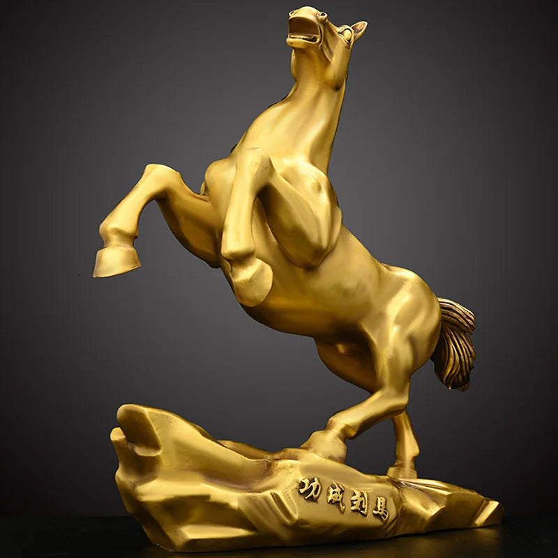 Copper Win Instant Success Chinese Zodiac Living Room Entrance Office Shop Table Decoration Large Jump Horse