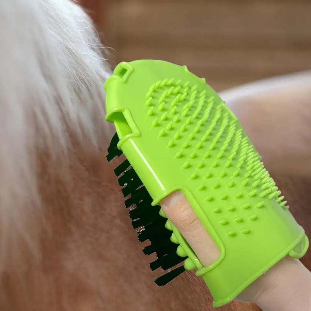2 in 1 Horse Grooming Mitt - Bristle Brush & Curry Comb/Bathing Mitt