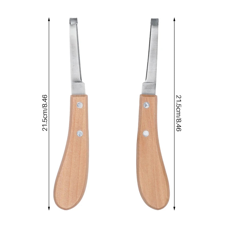 Horse Loop Hoof Knife Trimmer Blade Sheep Cattle Hoof Knife Double Edged Shears Cutter Wooden Handle Stainless Steel Poring Iron