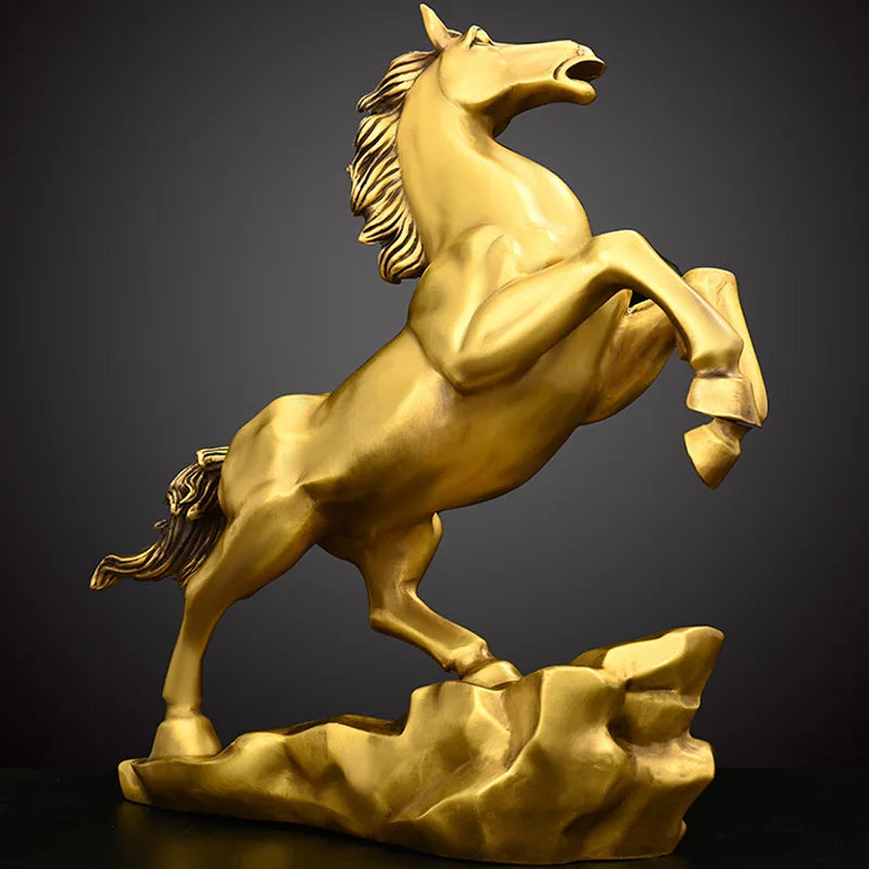 Copper Win Instant Success Chinese Zodiac Living Room Entrance Office Shop Table Decoration Large Jump Horse