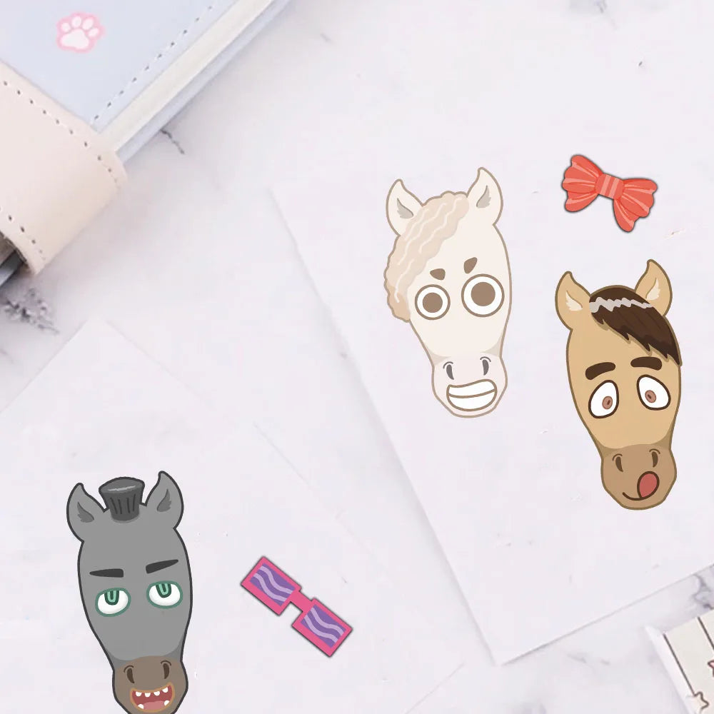 8PCS Animal Horse Coffee Horse Brown Horse Puzzle Stickers DIY Creative Refrigerator Table Decoration Stickers