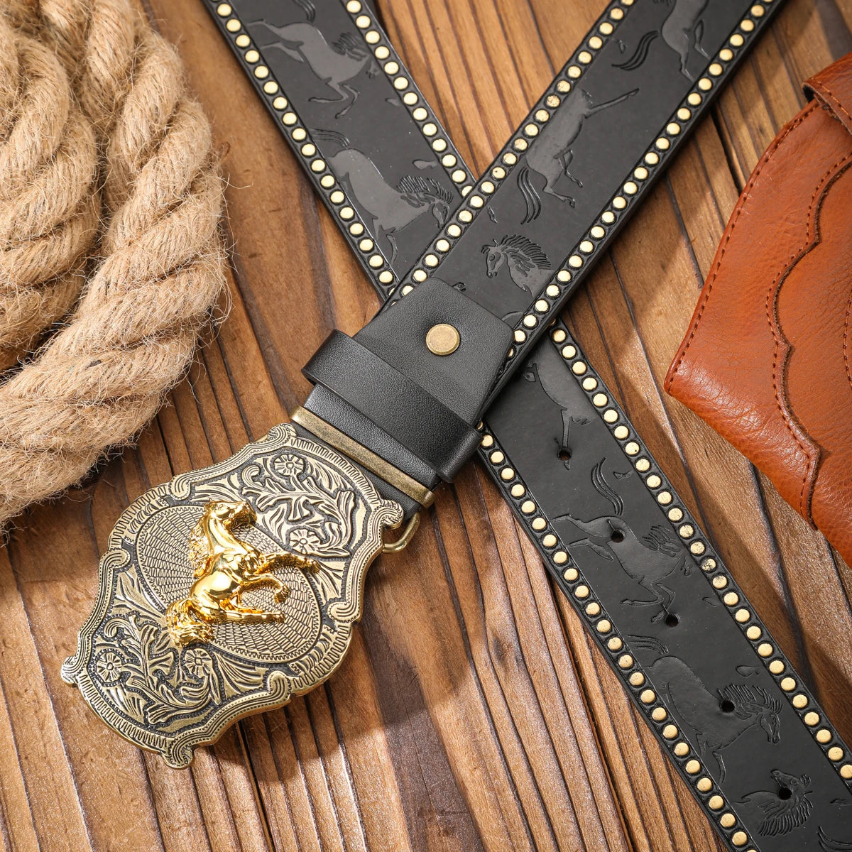 Vintage-Style Western Belt with Buckle – Timeless Grit & Country Charm