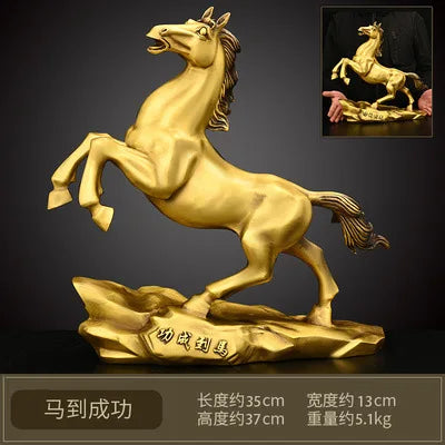 Copper Win Instant Success Chinese Zodiac Living Room Entrance Office Shop Table Decoration Large Jump Horse