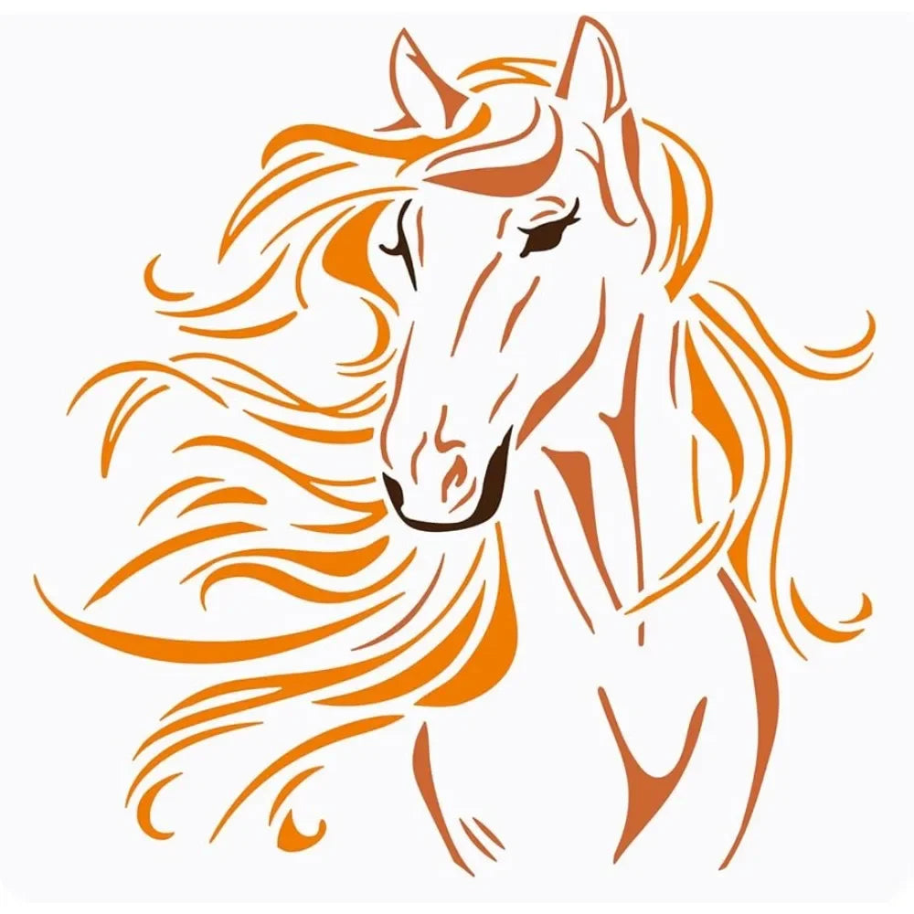 Beautiful Horse Painting Stencil 11.8x11.8 inch Hollow Out Horse Head Drawing Stencil Reusable Animal Craft Stencil for Painting
