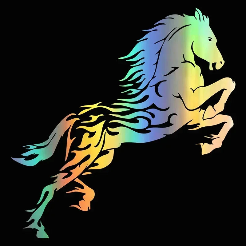 19.5*20CM Car Laser Stickers Car Motorcycle Electric Car Modification Decoration Prancing Horse Reflective Vinyl Jumping Horse