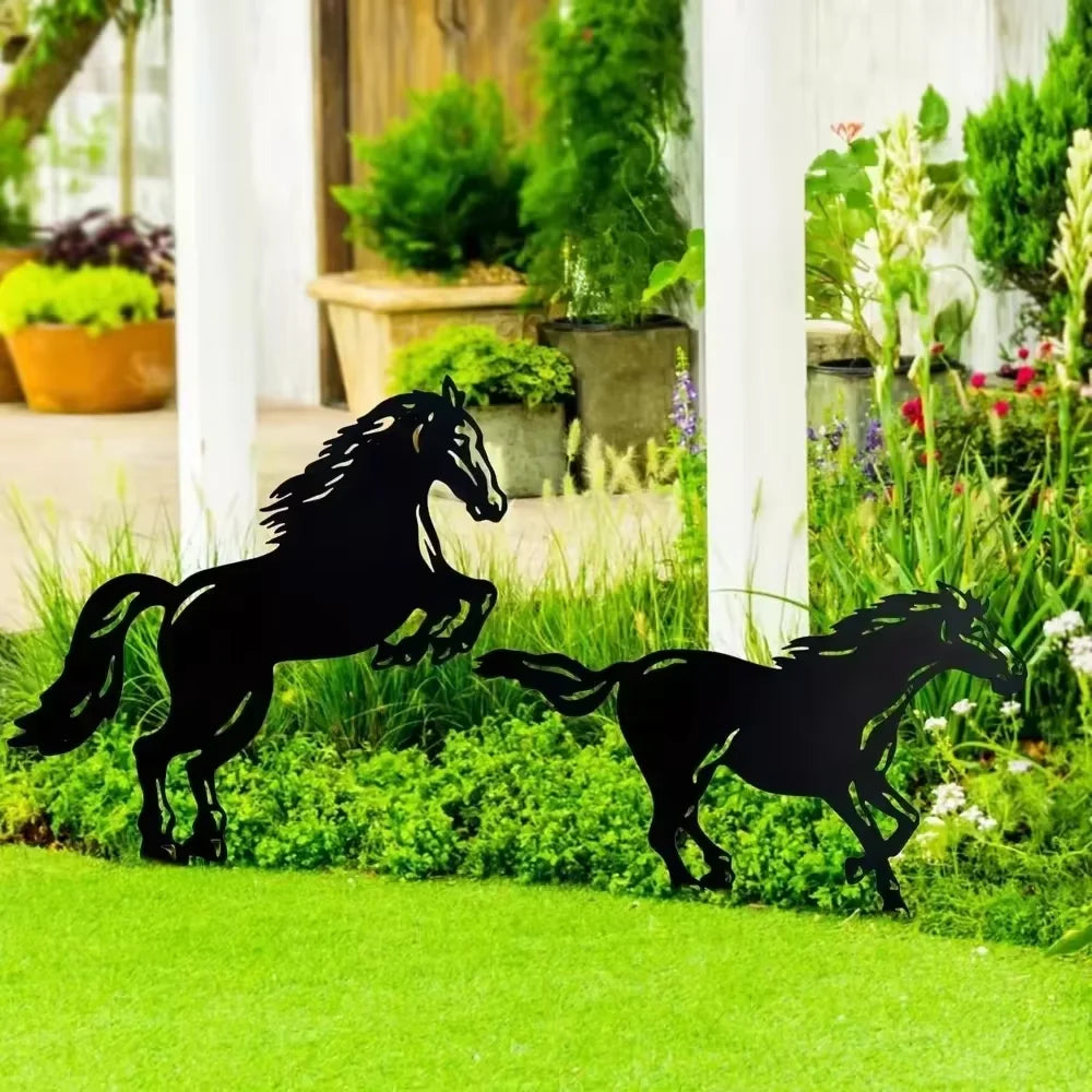 Horse Silhouette Metal Garden Stakes